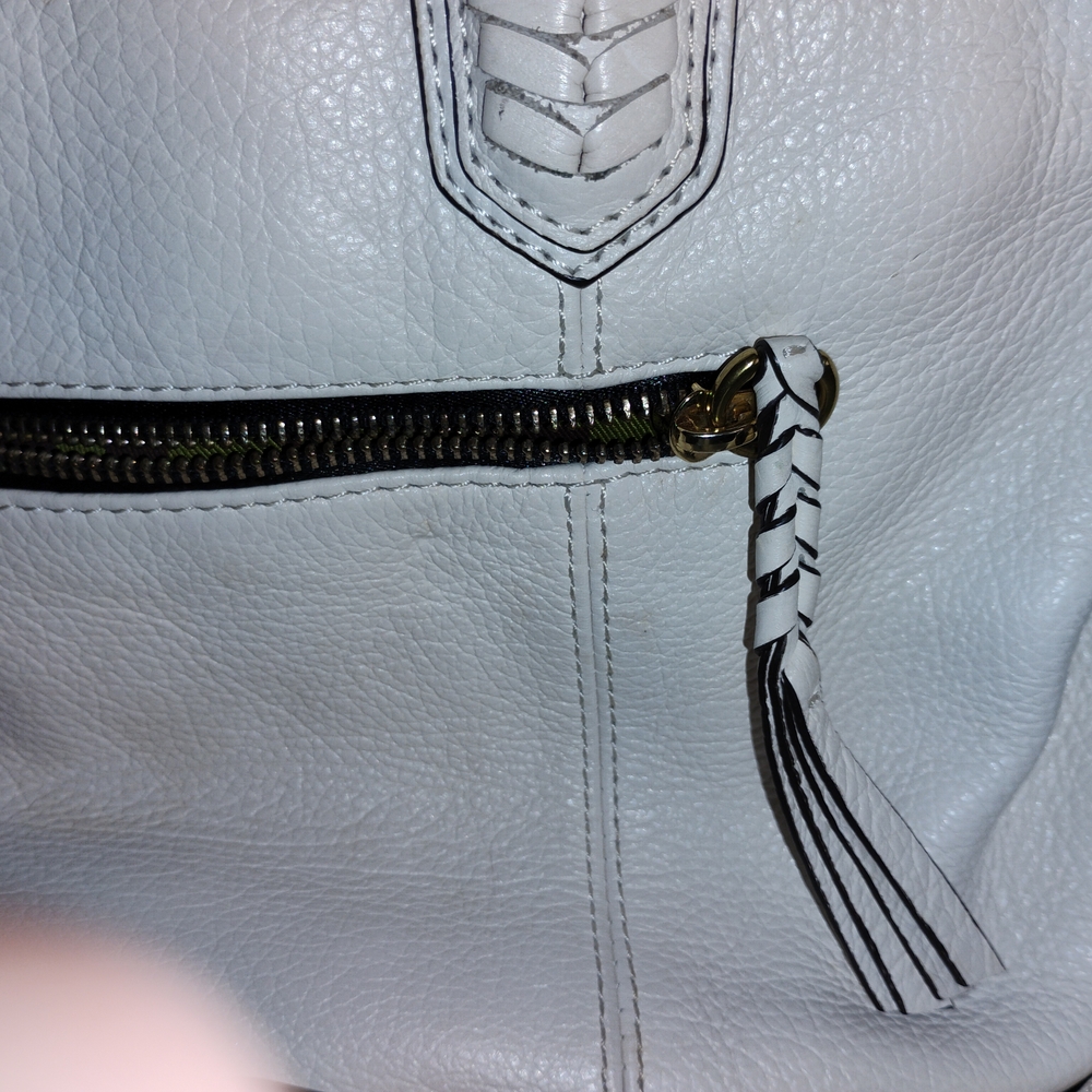 orYANY White Leather Shoulder Tote with Woven Detail - Picture 3 of 8